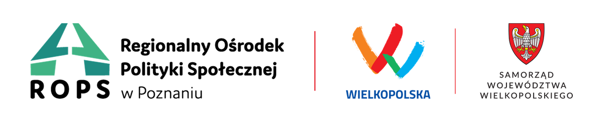 Logotypy: Regionalny Ośrodek Polityki Społecznej w Poznaniu, Wójewództwo Wielkopolskie, Samorząd Województwa Wielkopolskiego